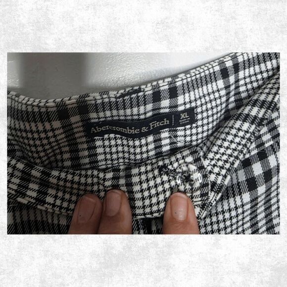 Abercrombie & Fitch Black White Plaid Trousers - Size XL - High Rise Slim Fit Pa - Picture 6 of 7